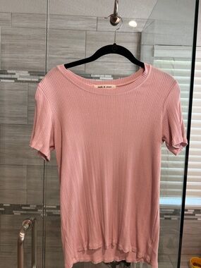 Anthropologie Dusty Pink Ribbed Short Sleeve Tee Cloth and Stone